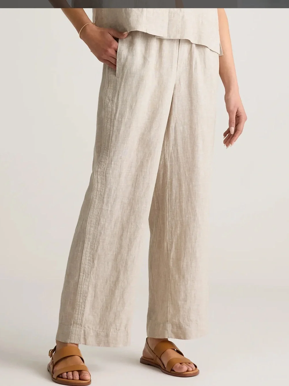Quince 100% European Linen Wide Leg Pants in Driftwood Size XL